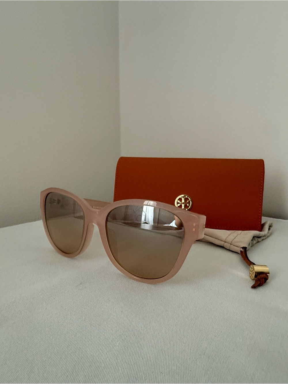 Tory Burch Translucent Pink Cat-Eye Sunglasses w/ Case & Pouch